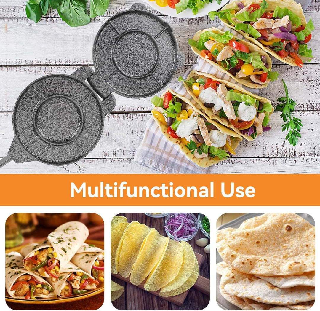 Tortilla Presse, Gusseisen Roti Tortillas Maker Teig Pressmaschine mit Klappbarem Griff für Haus Küc