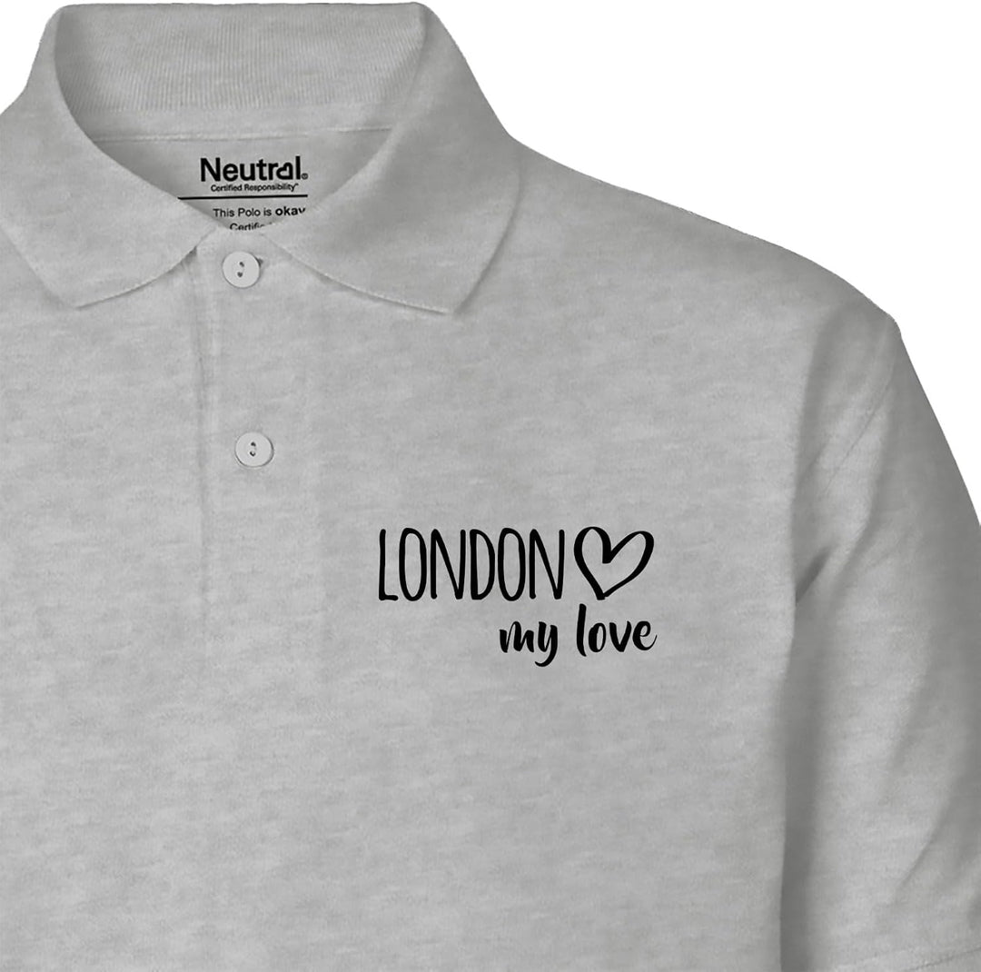 Huuraa Herren Polo Shirt London My Love Bio Baumwolle Fairtrade Poloshirt Geschenkidee S Sport Grey,