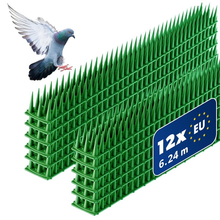 KADAX 12er Set Vogelabwehr Spikes, Kunststoff, 51x4x3,5 cm, 3-reihig, für Tauben, Katzen, Marder, Za