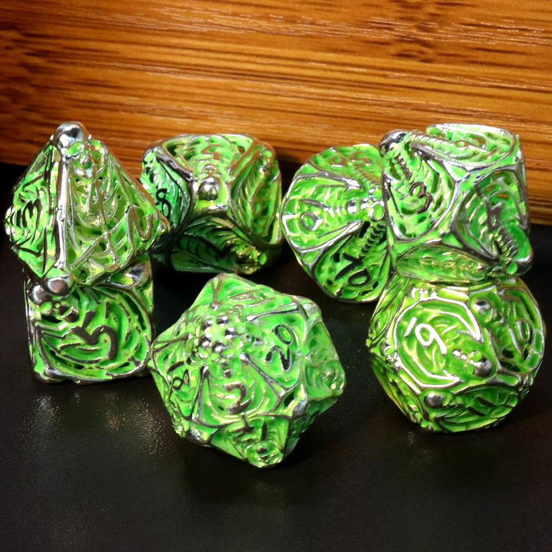 DND Würfel Polyedrische Rollenspiel Würfelset Fluoreszierende Skelette Würfel, Spielwürfel Dungeons