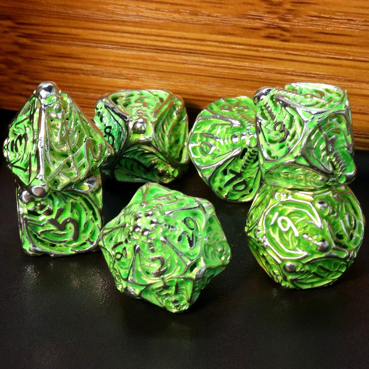 DND Würfel Polyedrische Rollenspiel Würfelset Fluoreszierende Skelette Würfel, Spielwürfel Dungeons