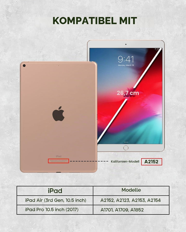 Porter Riley - Lederhülle für iPad Air 10.5" 3. Generation Ausgabe 2019. Premium Echtleder Standhüll