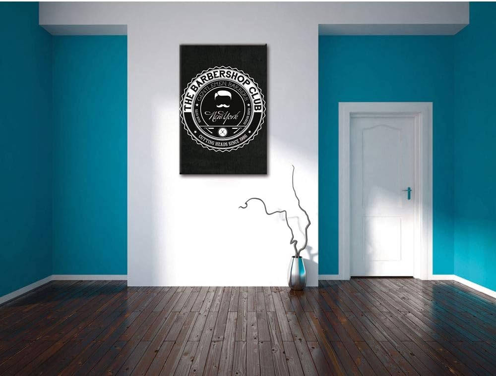 Dark the Barber-Shop-Club black Leinwandbild Bild auf Leinwand, XXL riesige Bilder fertig gerahmt mi