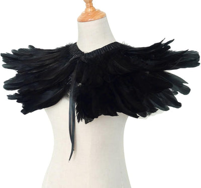 keland Gothic Feder Achselzucken Schal Poncho Halloween Party Kostüm Epauletten Fliege Krawatte Krag