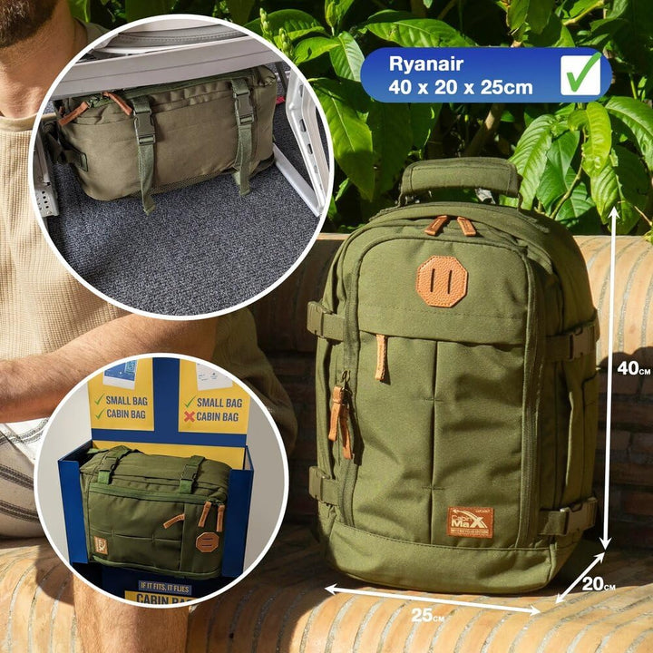 Cabin Max Reiserucksack, 40 x 20 x 25 cm, für Handgepäck – Rucksack mit niedrigem Sitz, geeignet für