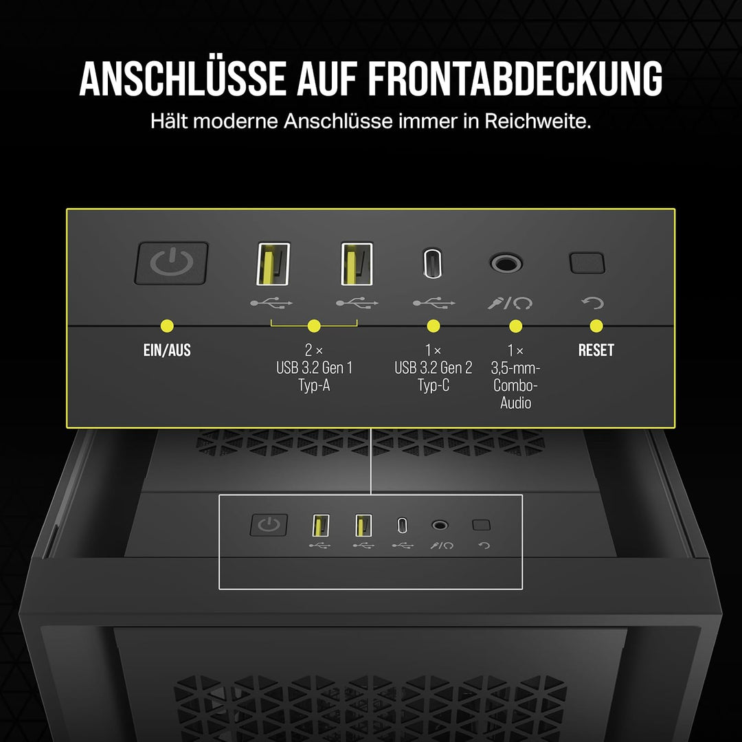 CORSAIR 5000D CORE AIRFLOW Mid Tower ATX PC-Gehäuse - Ohne Lüfter - Gehärtetes Glas-Seitenteil - Des