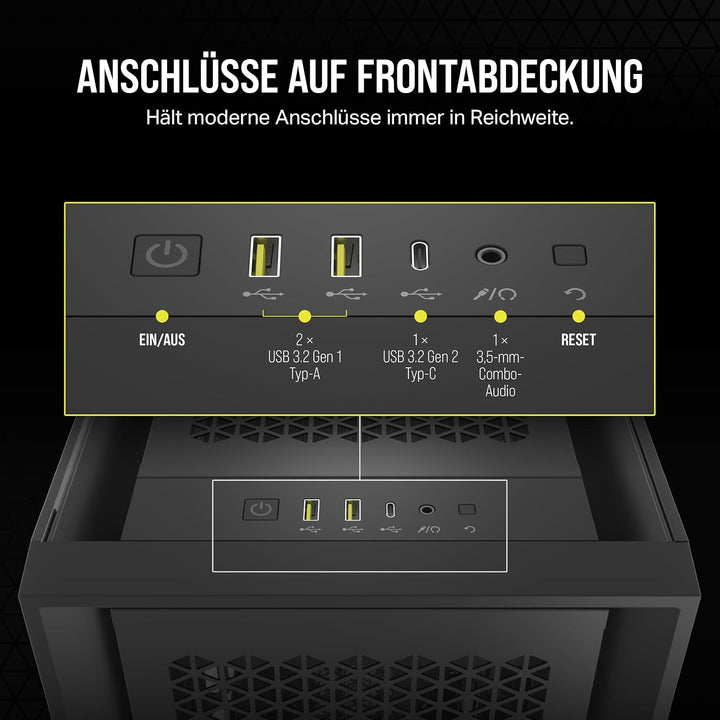 CORSAIR 5000D CORE AIRFLOW Mid Tower ATX PC-Gehäuse - Ohne Lüfter - Gehärtetes Glas-Seitenteil - Des