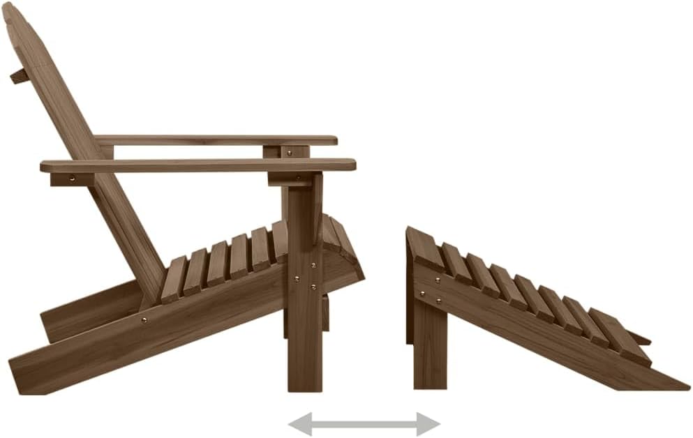 vidaXL Tannenholz Massiv Adirondack Gartenstuhl mit Fussstütze Tisch Deckchair Liegestuhl Gartenmöbe
