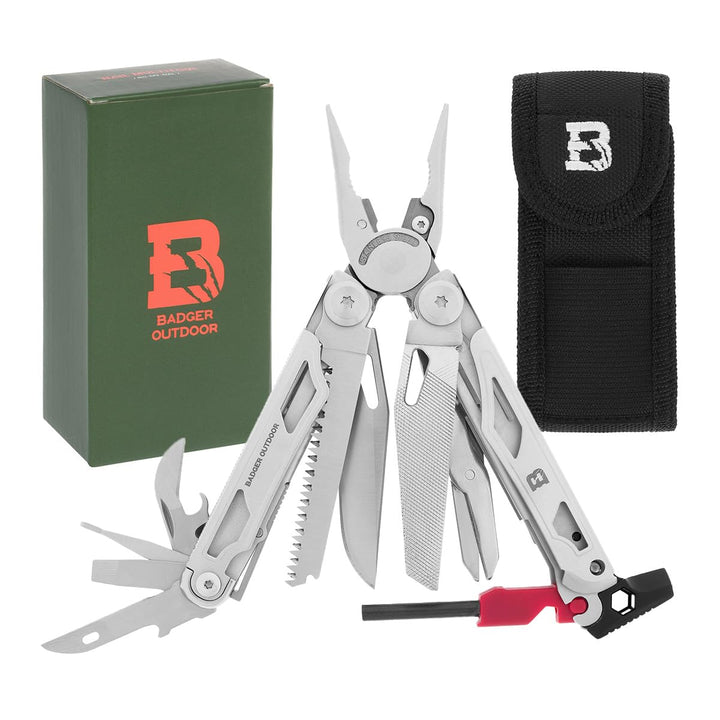 Badger Outdoor Nail Multitool 20 in 1, Edelstahl 420, Drop-Point-Klinge