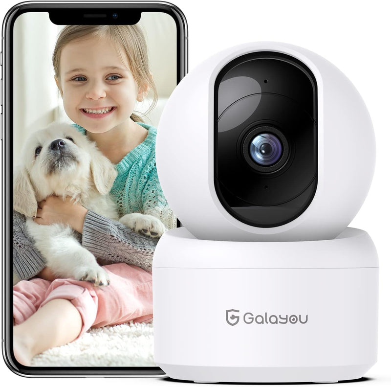 2K Überwachungskamera innen, GALAYOU WLAN IP Kamera überwachung Indoor WiFi Camera ,360°Hundekamera