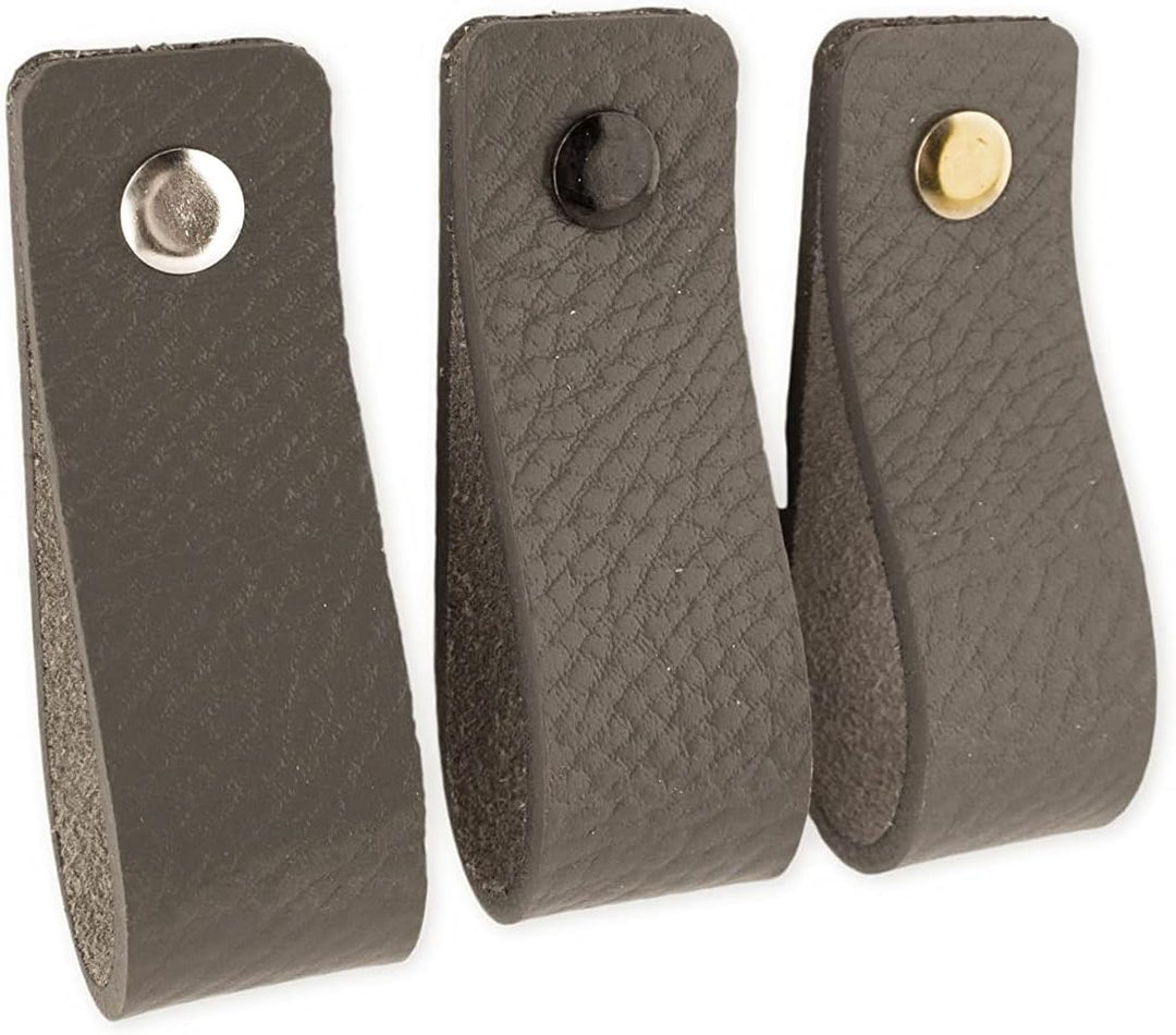 Brute Strength - Ledergriffe für Möbel - Dunkelgrau - 6 Stück - 16,5 x 2,5 cm - Schrankgriff, Türgri