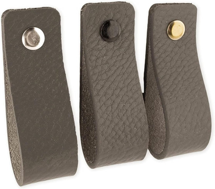 Brute Strength - Ledergriffe für Möbel - Dunkelgrau - 6 Stück - 16,5 x 2,5 cm - Schrankgriff, Türgri