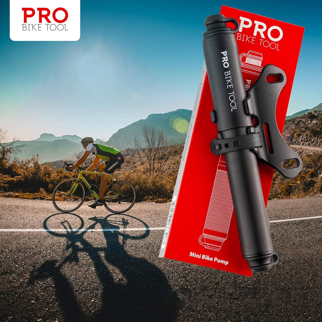 Mini Fahrradpumpe mit Manometer für Presta & Schrader Ventile- Hoher Druck bis 6,9 Bar - zuverlässig