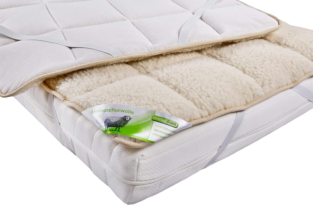 franknatur - Unterbett Lammflor mit Merino Schurwolle Matratzen-Auflage 90x200 90 x 200 cm, 90 x 200
