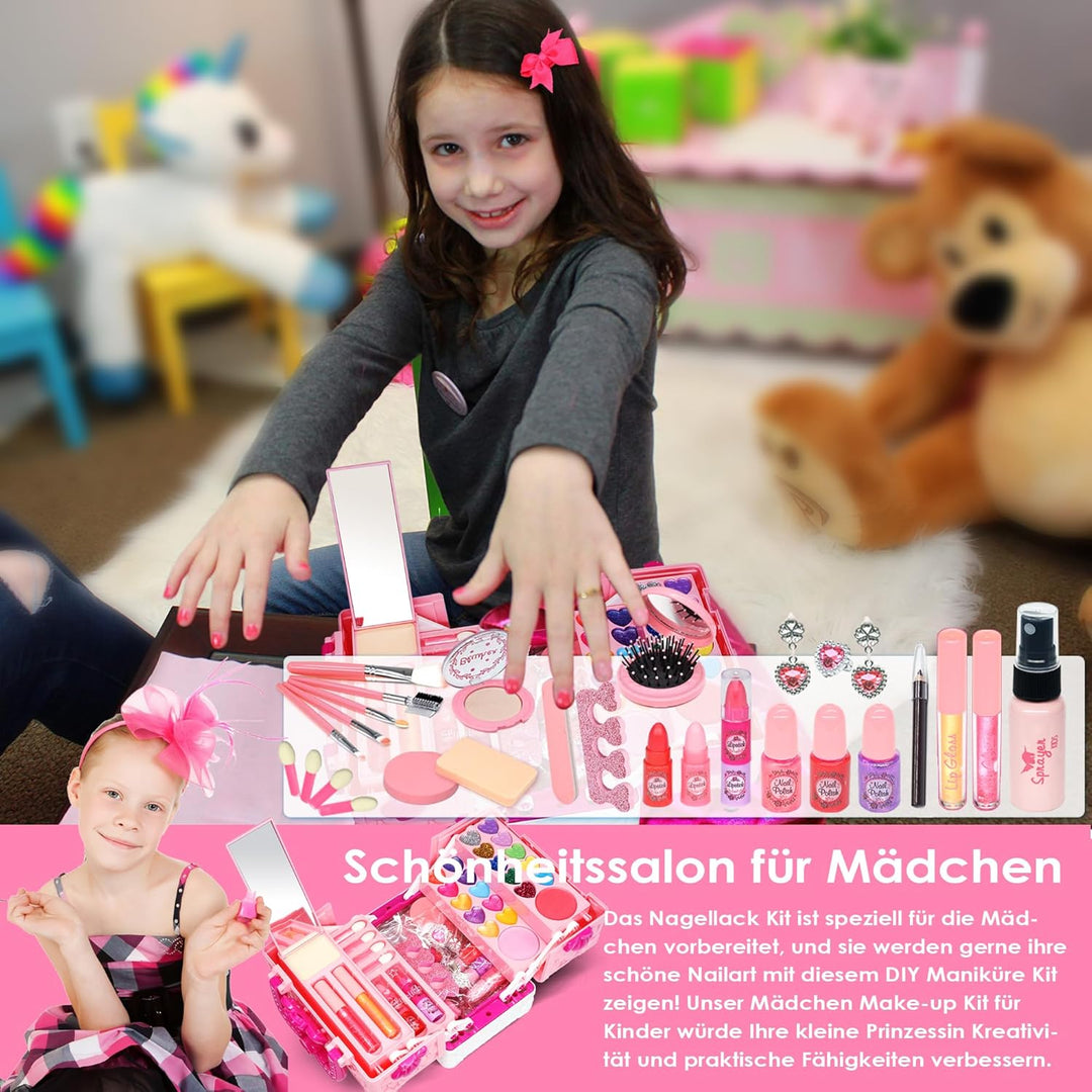 Kinderschminke Set Mädchen Schminkkoffer Mädchen - 54 PCS Waschbar und Sicher Kinder Schminkset , Pr