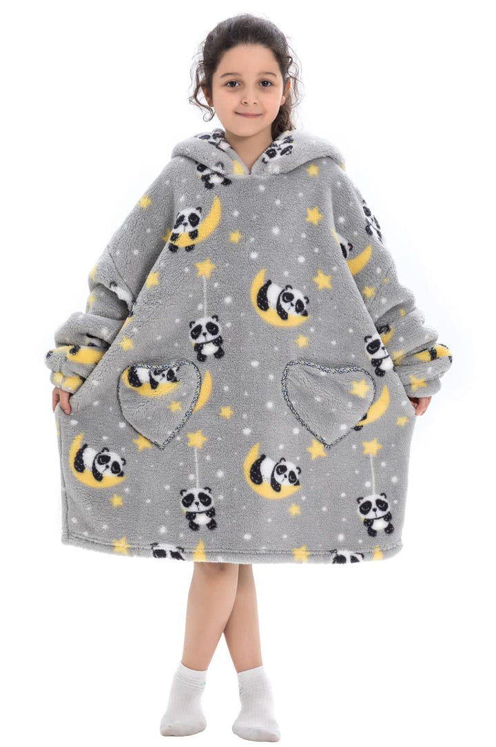 Ruiuzioong Kinder Übergrosse Kapuzenpullover,Super Weich Warmes Bequeme Tragbare Decken Sweatshirt f
