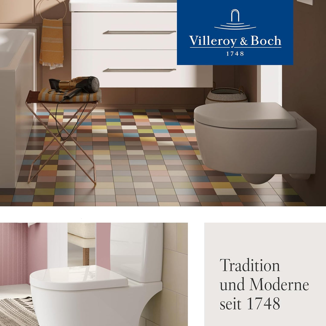 Villeroy & Boch WC-Sitz Avento - Toilettendeckel Weiss glänzend mit Absenkautomatik - Abnehmbarer, b