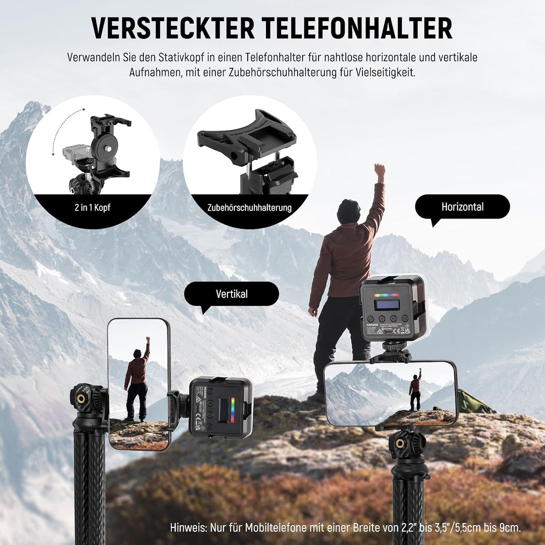 NEEWER Stativ Flexibel Fernbedienung Mini Kamera Handystativ mit Handy Halterung, Action Kamera Adap