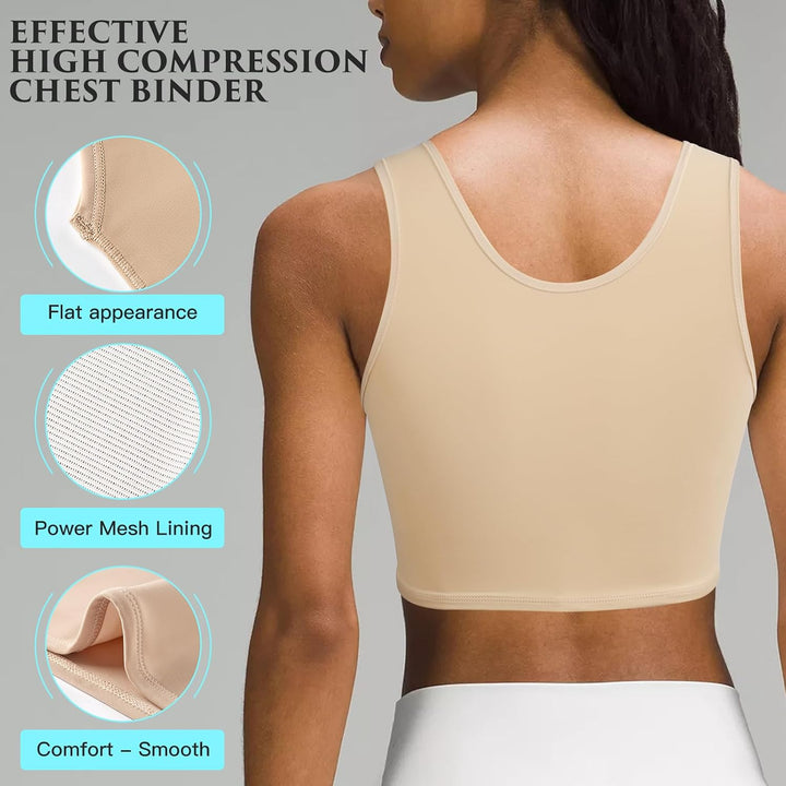 XUJI Halb Brust Binder Transgender Kompression FTM Pullover Design Binder XL Nude, XL Nude