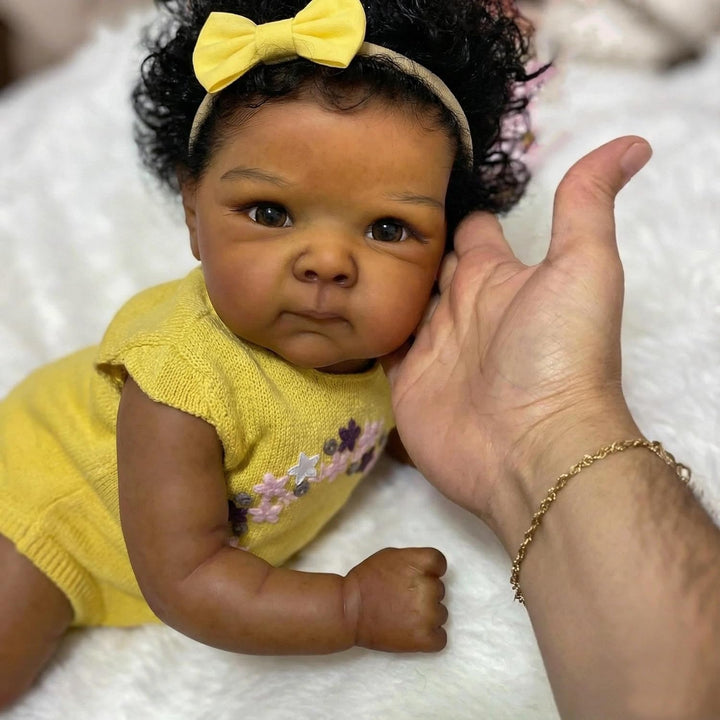 Zero pam Schwarze Reborn Baby Vollsilikon Lebensecht, Silikon Baby Mädchen, 45CM Babypuppen Wie Echt