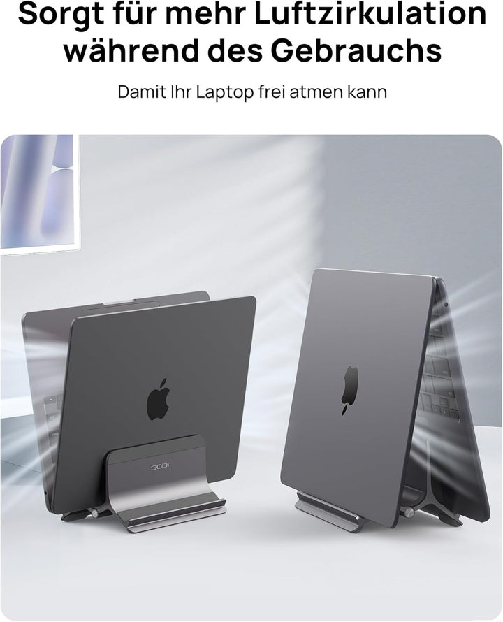SODI Vertikaler Laptop Ständer, Schwerkraft-Automatik, Aluminium Vertical Laptop Stand, Verbessert R