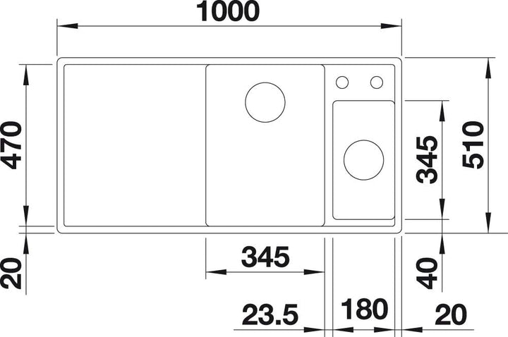 BLANCO AXIA III 6 S | SILGRANIT anthrazit | Einbauart: Einbau von Oben | Hauptbecken rechts | mit Ho