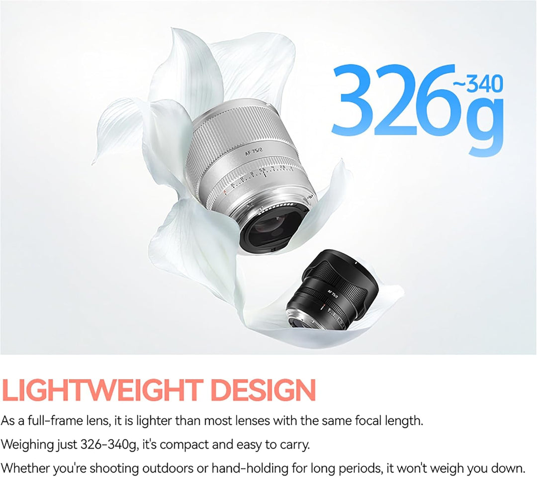 TTARTISAN AF 75 mm F2 Silbernes Kameraobjektiv, Autofokus, Vollformat-Porträtobjektiv (für Sony E),