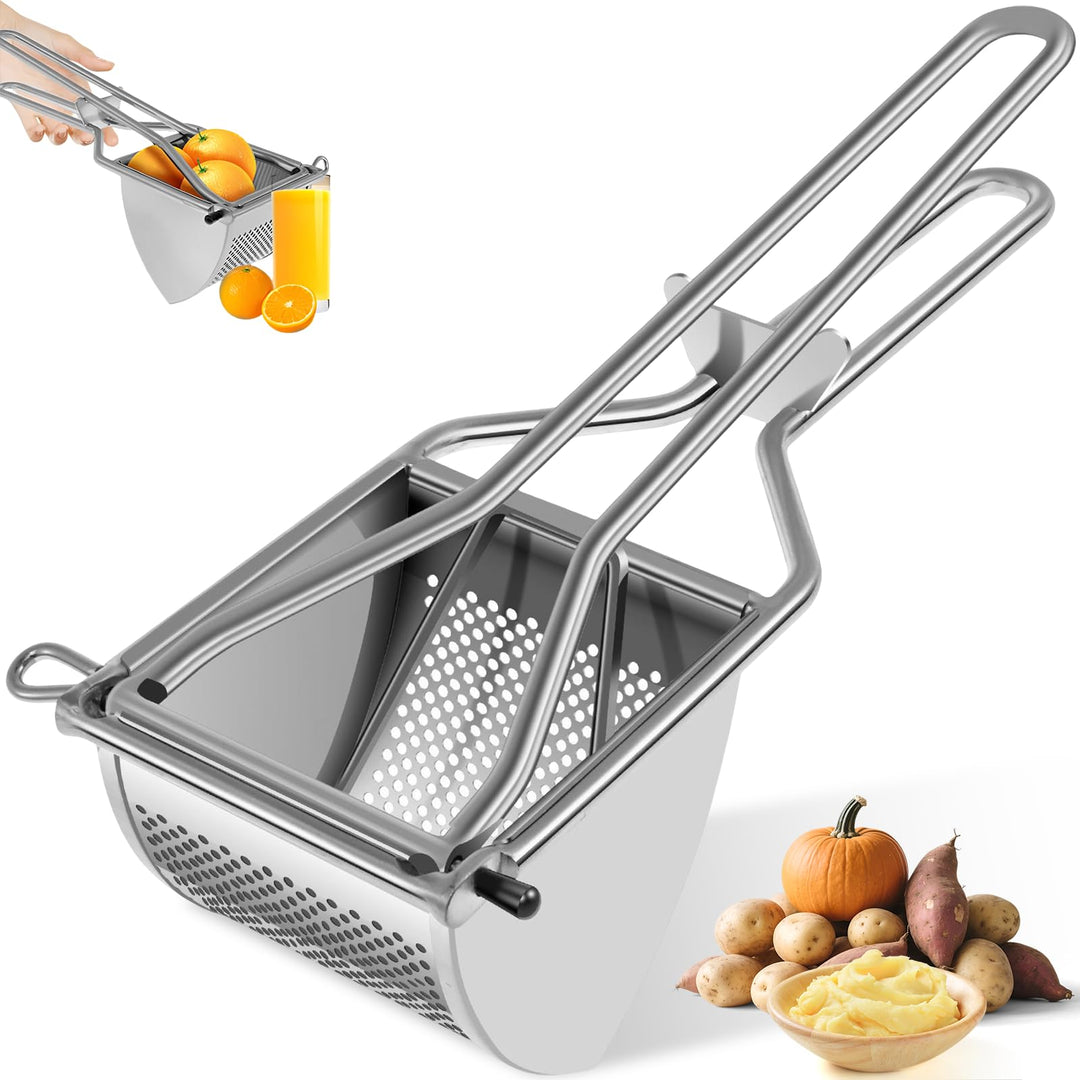 Edelstahl Kartoffelpresse mit Komfortablem Griff, Leicht Reinigen Kartoffelstampfer, Spülmaschinenfe
