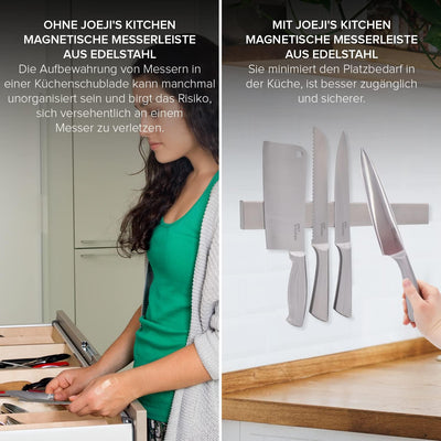 Joeji's Kitchen Messerleiste Magnetische 40cm - Selbstklebend mit 3M oder Schrauben - Edelstahl - Wa