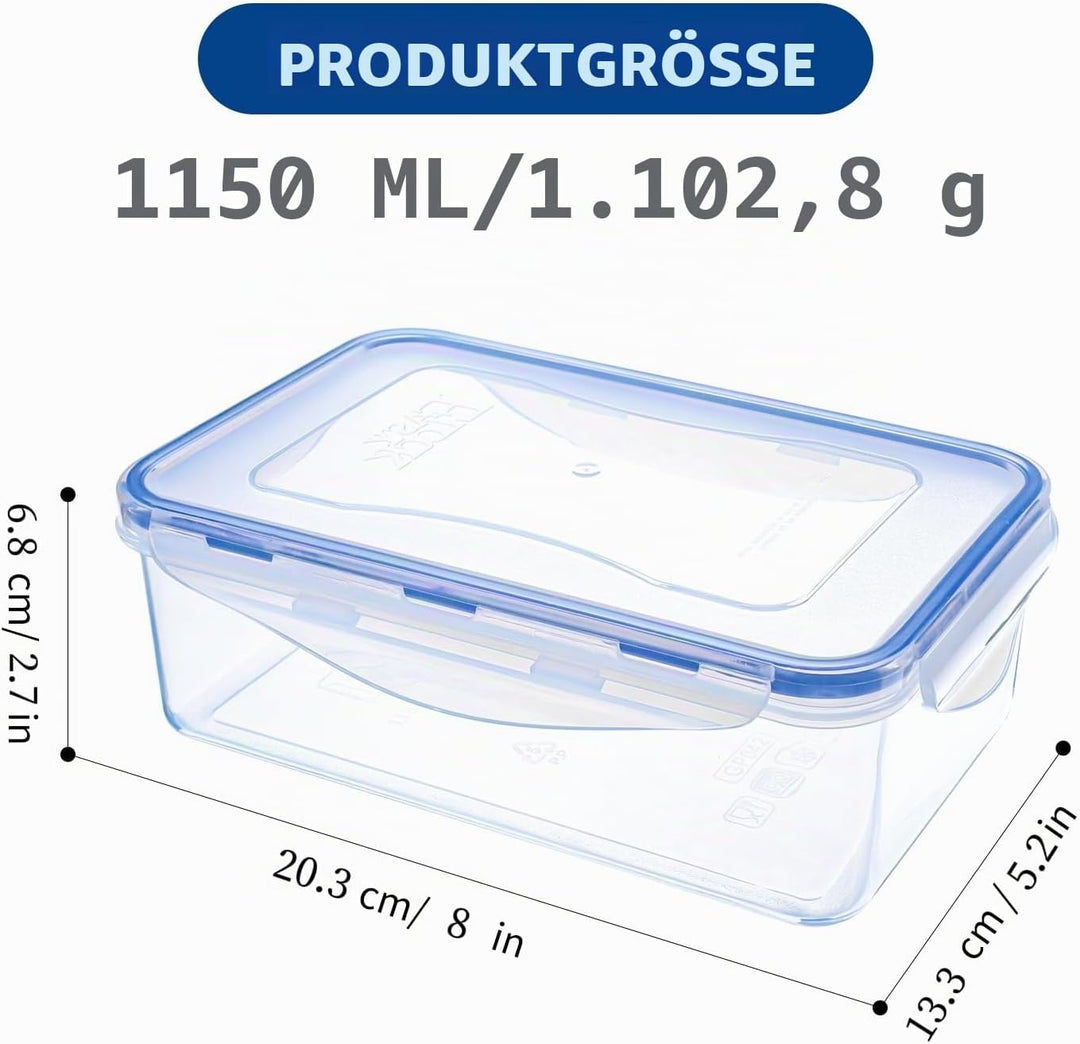 EASYLOCK 6PACK 1150ML Plastik Frischhaltedosen Set mit Deckel, Meal Prep Boxen, Aufbewahrungsbox Küc