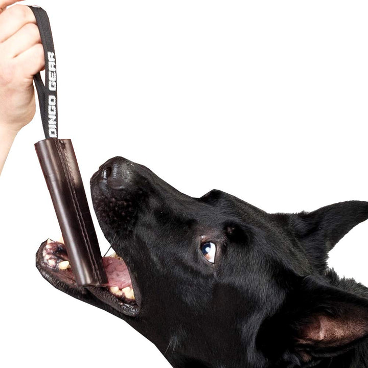 Dingo Gear S00230 Hundespielzeug Bissenzieher, Handarbeit aus braunem genarbtem Leder, Starkes Ziehe
