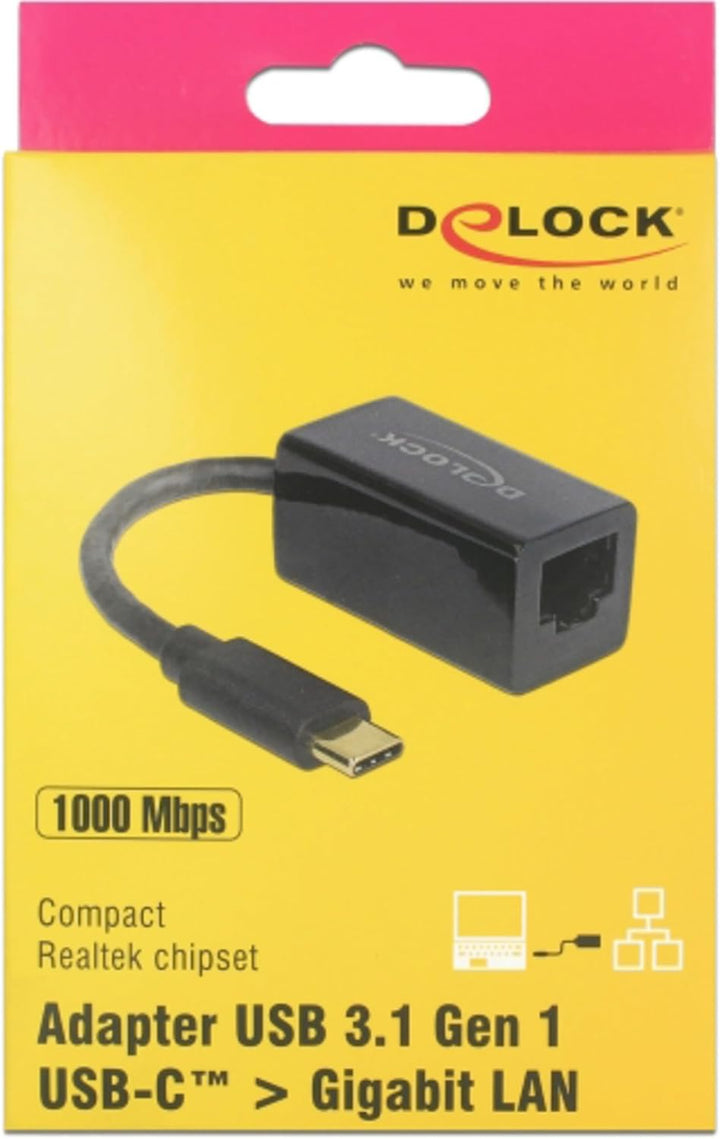 Delock Adapter SuperSpeed USB-C St > Gigabit LAN Komp. Schw