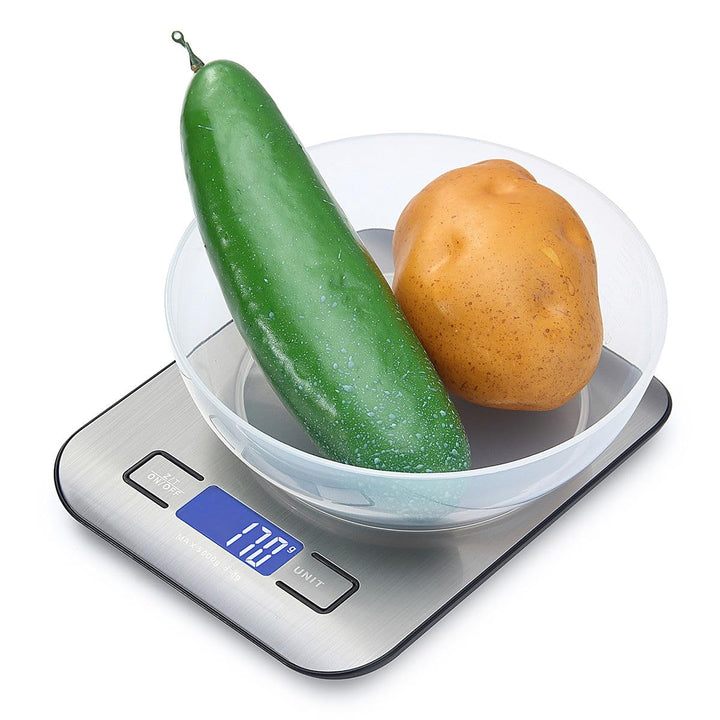 Herzberg HG0413 Elektronische Küchenwaage, Kapazität 5 kg, LCD-Display, mehrere Einheiten, Zählfunkt
