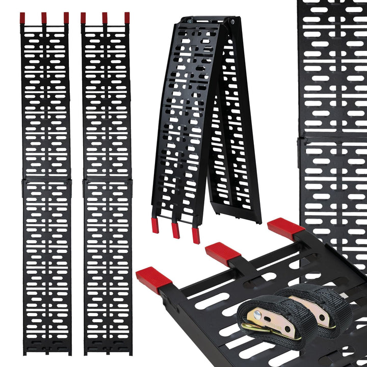 TRUTZHOLM 2 x Auffahrrampe klappbar 228 cm Traglast 680 kg Alu schwarz gelocht Motorradrampe Verlade