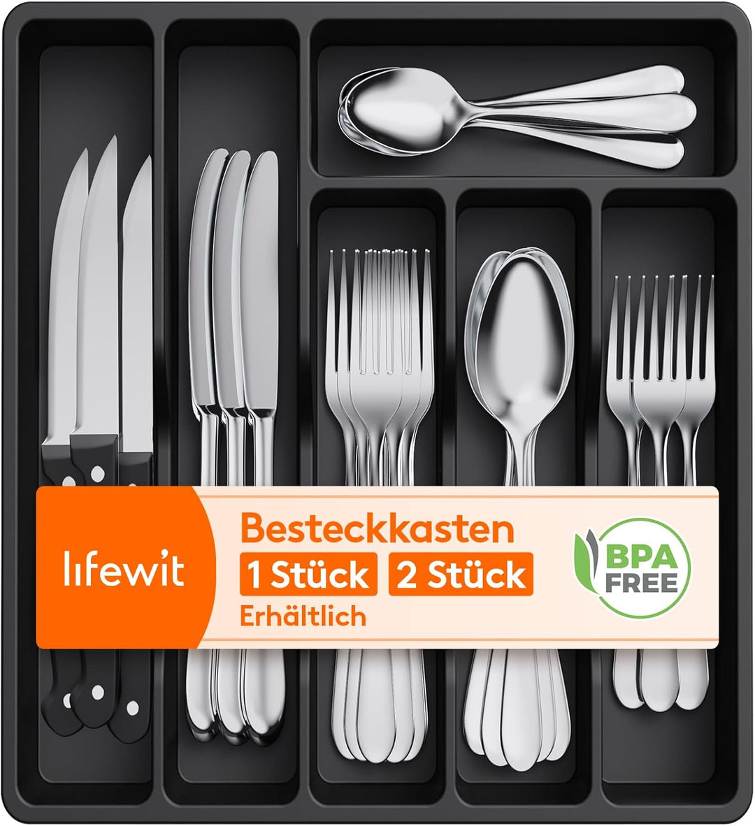 Lifewit Besteckkasten für Schubladen, Besteck Organizer Schublade Organizer Küche Kompakt Besteckein