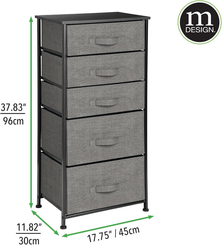 mDesign Kommode aus Stoff – praktischer Schrank Organizer mit 5 Schubladen in 2 Grössen – Aufbewahru
