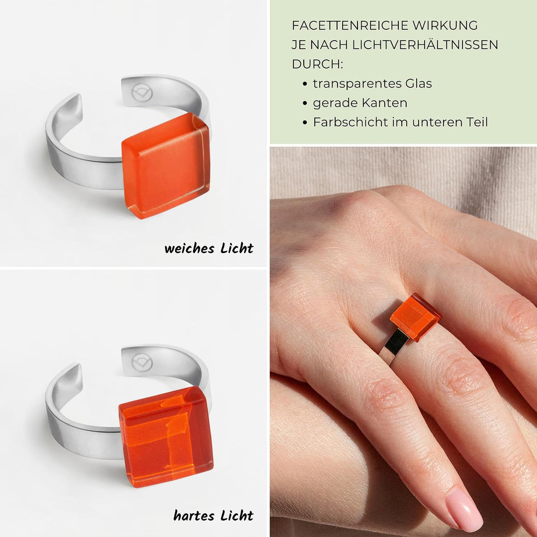 Ring mit Stein (10mm) • Geburtsstein Schmuck Damen bunt • Kleiner Edelstahlring grössenverstellbar (