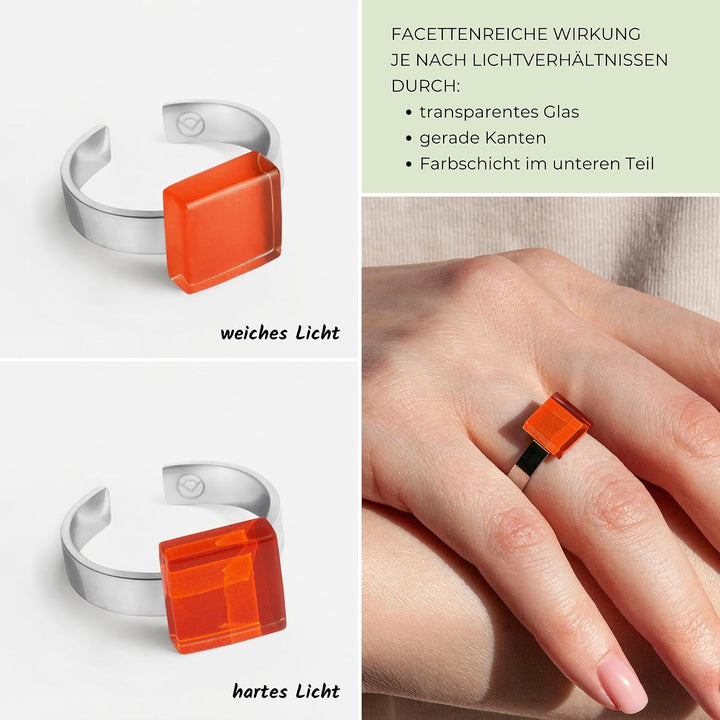 Ring mit Stein (10mm) • Geburtsstein Schmuck Damen bunt • Kleiner Edelstahlring grössenverstellbar (