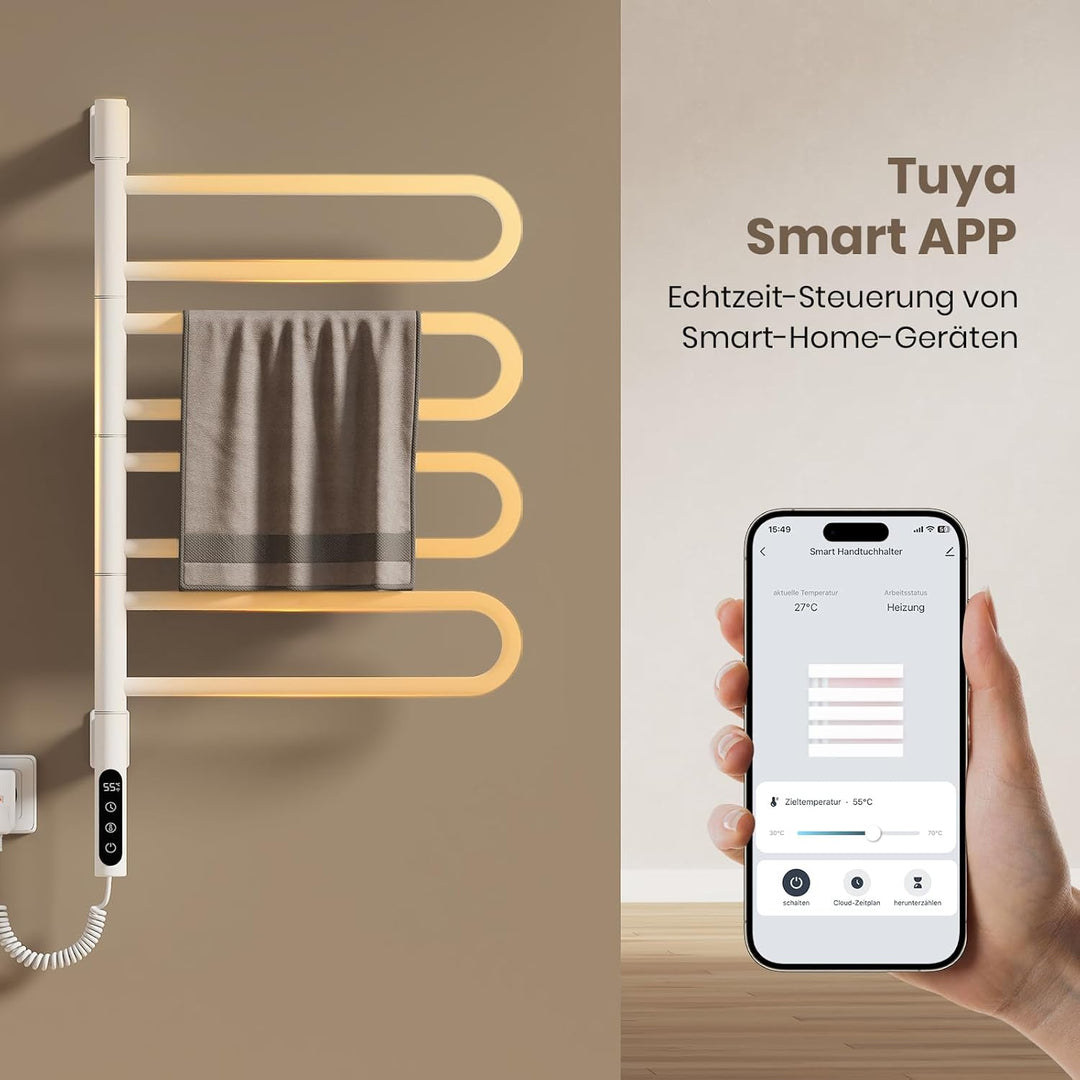 EMKE Handtuchheizkörper Elektrisch 78 x 43 cm, WiFi Smart Thermostat elektrischer Badheizkörper, 180