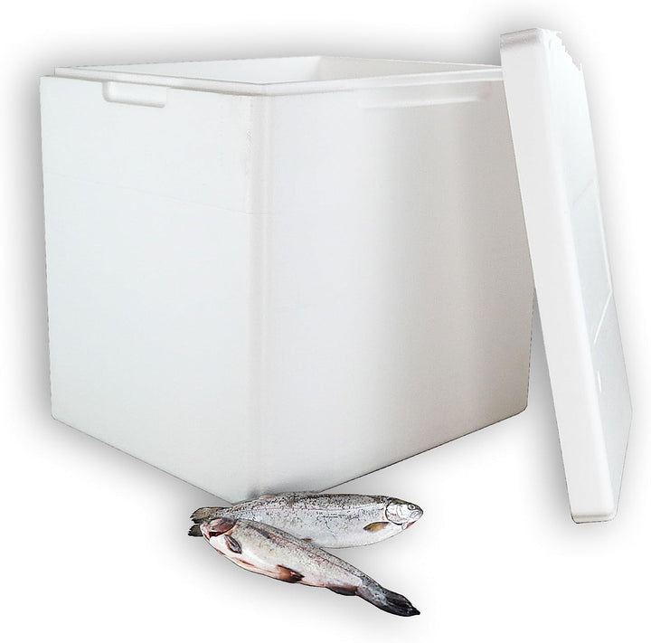 Styroporboxen 55 Liter mit Deckel | Thermobox Innenmass: 42 x 32,5 x 40 cm | Isolierbehälter in weis