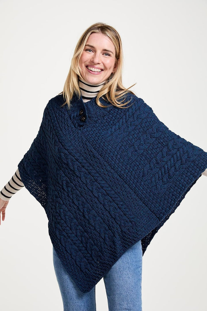 Aran Woollen Mills Damen Pullover Einheitsgrösse Blau, Einheitsgr&amp;