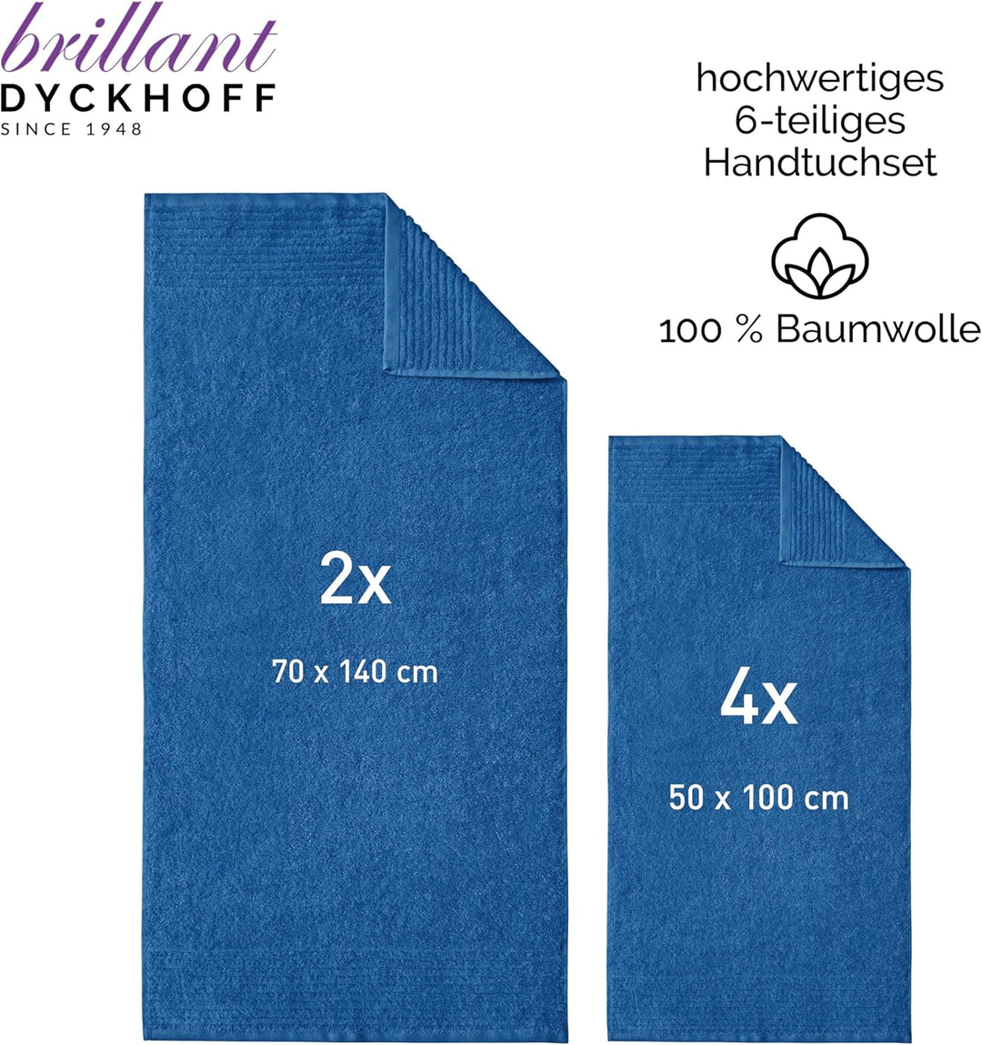 Dyckhoff 0410996445 Handtuchset "Brillant", 2 Badetücher / Duschtücher 70 x 140 cm und 4 Handtücher
