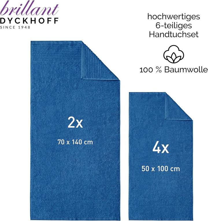 Dyckhoff 0410996445 Handtuchset "Brillant", 2 Badetücher / Duschtücher 70 x 140 cm und 4 Handtücher
