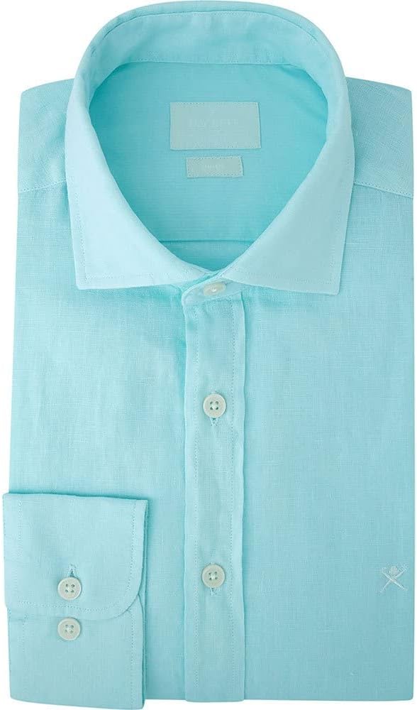 Hackett London Herren Garment Dyed Linen K Hemd XS Mint, XS Mint