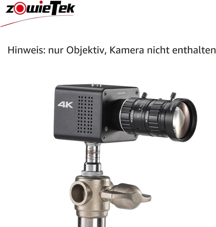 Zowietek 5-50 mm 12 MP C-Mount Zoomobjektiv mit geringer Verzerrung, mit C-CS-Adapter, für Zowietek