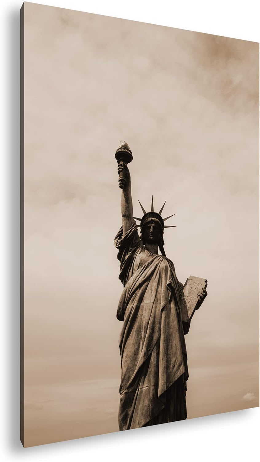 Symbol der Freiheit Effekt: Sepia, Format: 80x60 als Leinwandbild, Motiv fertig gerahmt auf Echtholz