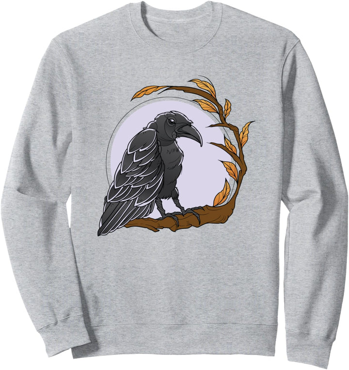 Rabe Vogel über Mond, Krähe, Zweige, Blätter, Natur Sweatshirt