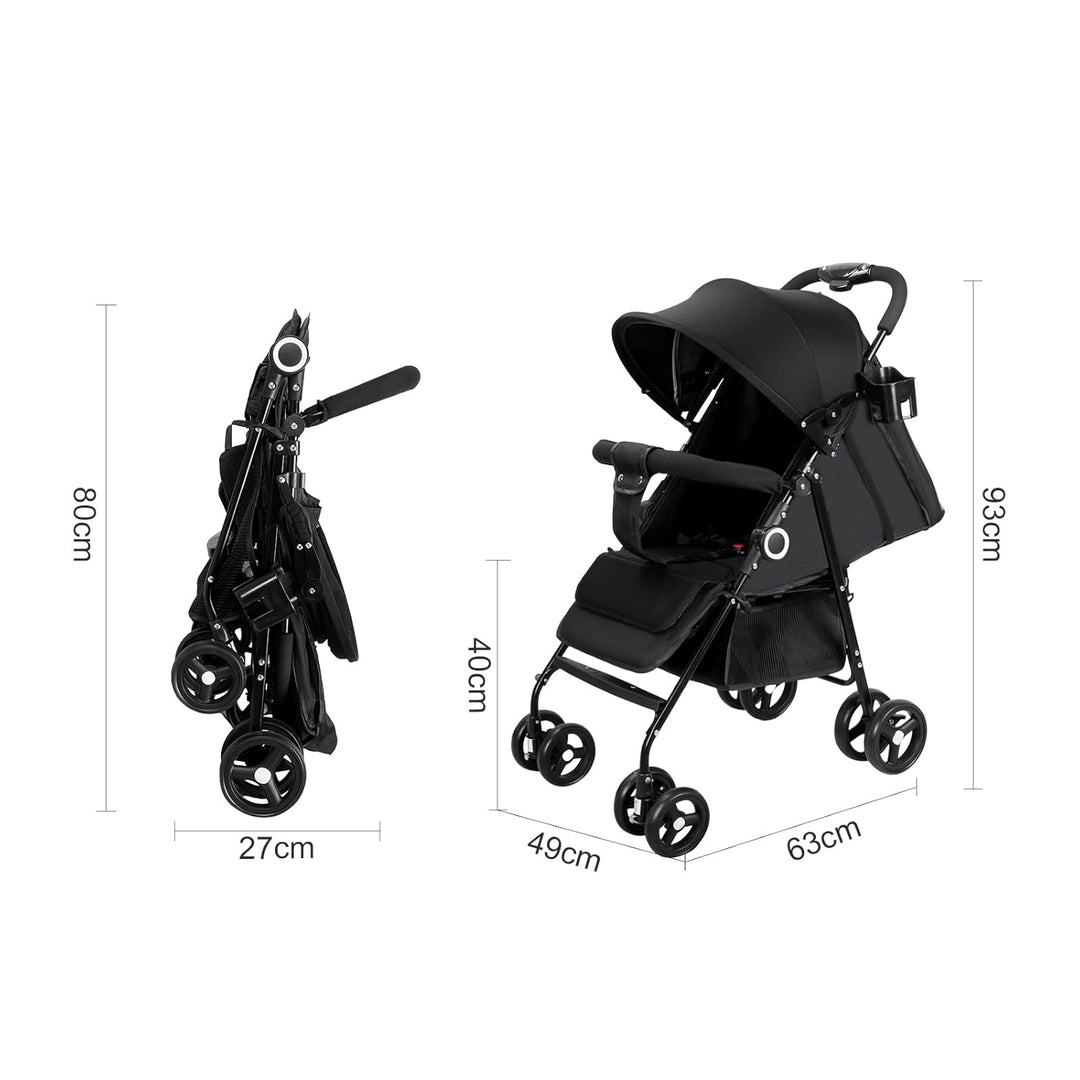 Vinteky Kinderwagen Buggy Kinderbuggy klappbar Sportwagen Faltbar 360° 4-Zoll-Räder,mit Liegefunktio