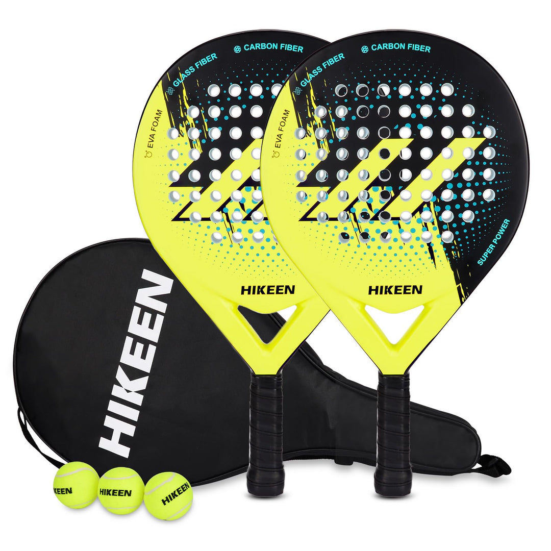 Padelschläger Erwachsene Padel Racket aus Carbon Glasfaser mit Tennisbällen für Teenager Anfänger Fo