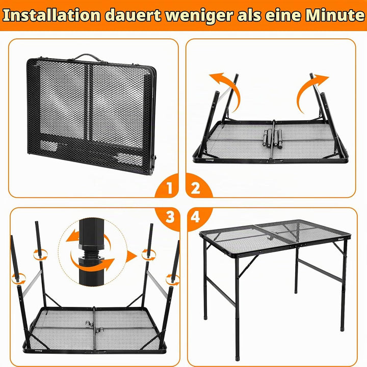 E EASTSTORM Campingtisch Klappbar 90×60cm，Gartentisch，Grilltisch mit Metallgitterplatte，Leicht und T